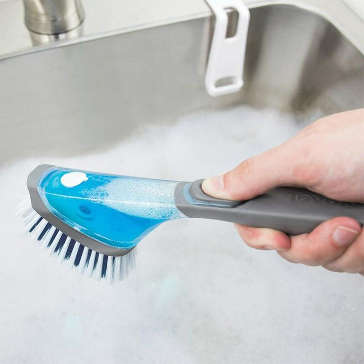 Soap Dispensing Dish Brush with Magnetic Holder