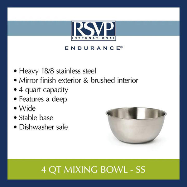 Stainless Steel Mixing Bowl 4 Quart