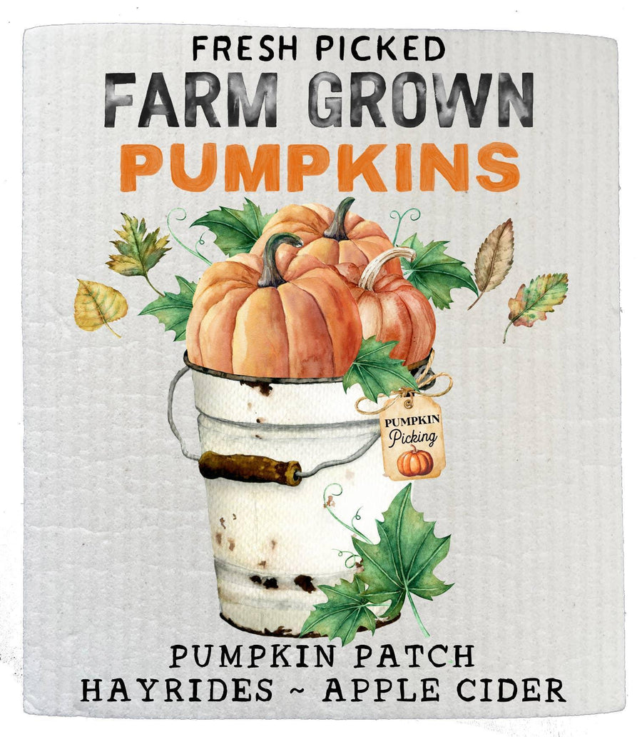 Swedish Sponge Dish Cloth Fall Autumn Pumpkin Picking Farmer