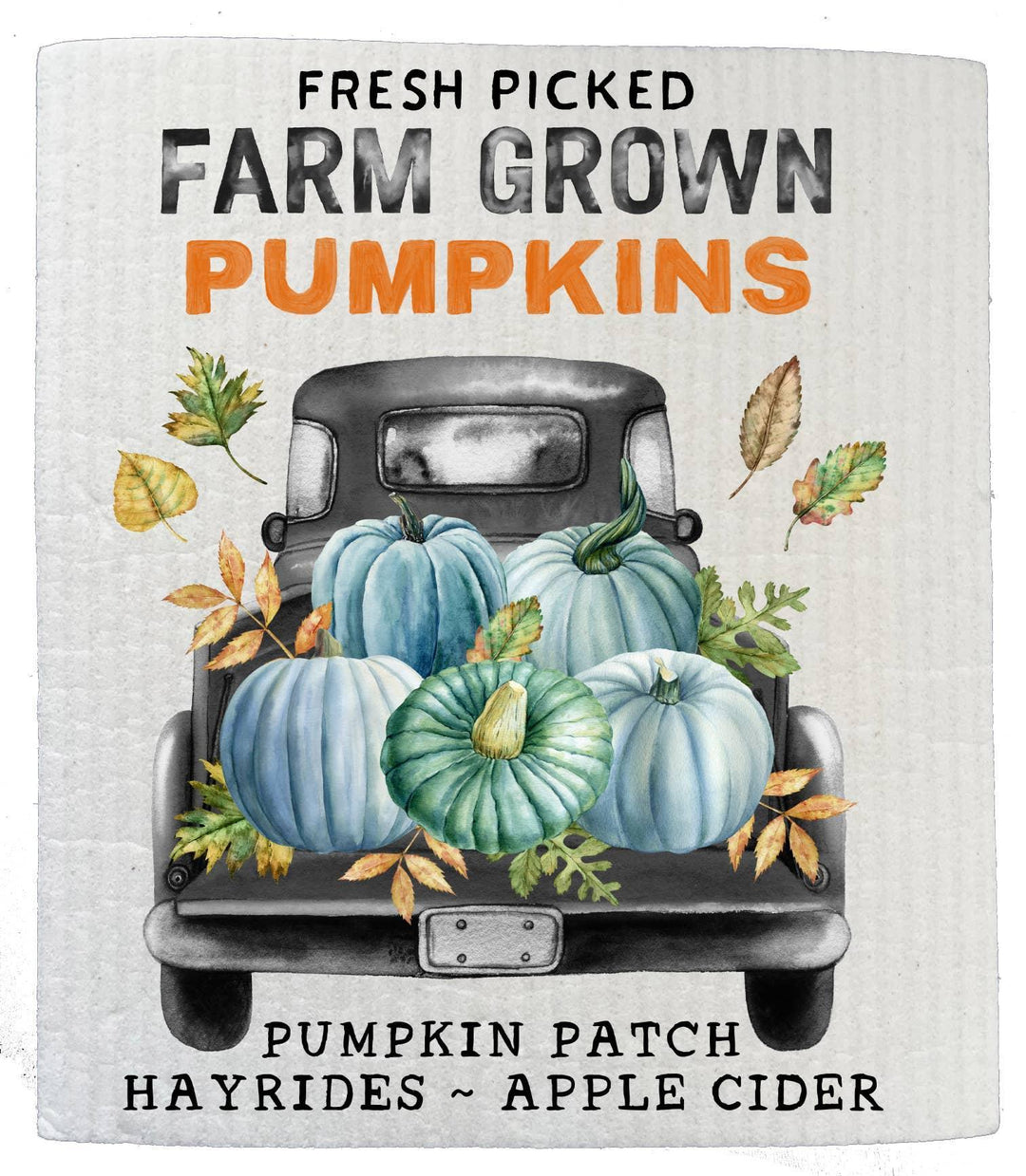 Swedish Sponge Dish Cloth Fall Autumn Pumpkin Truck Farmer