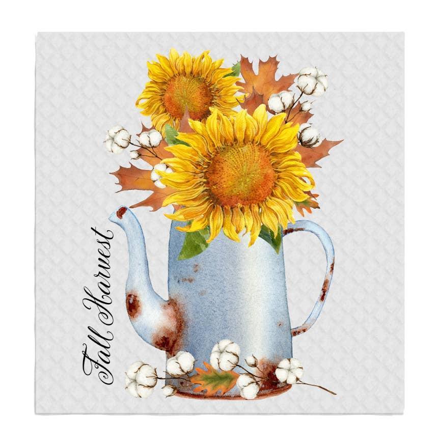 Swedish Sponge Dish Cloth Fall Harvest Autumn Sunflowers