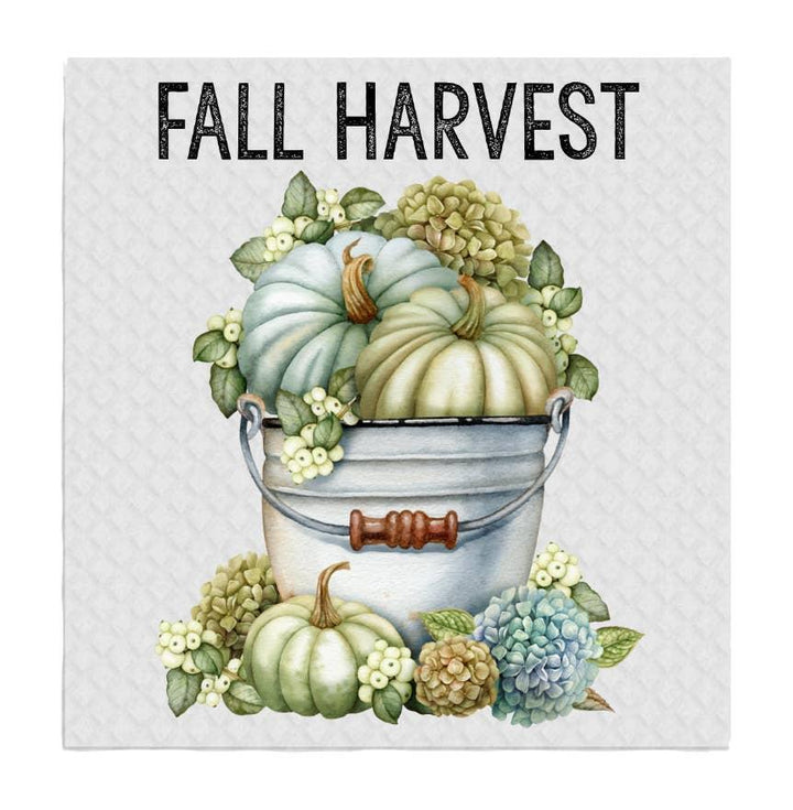 Swedish Sponge Dish Cloth Fall Harvest Pumpkin Hydrangea