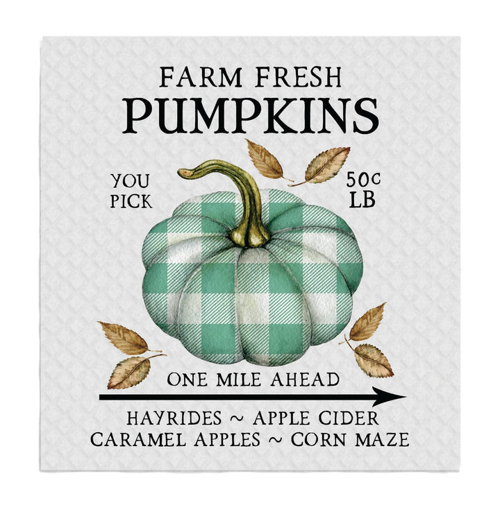 Swedish Sponge Dish Cloth Farm Fresh Pumpkins Plaid Thanksgiving