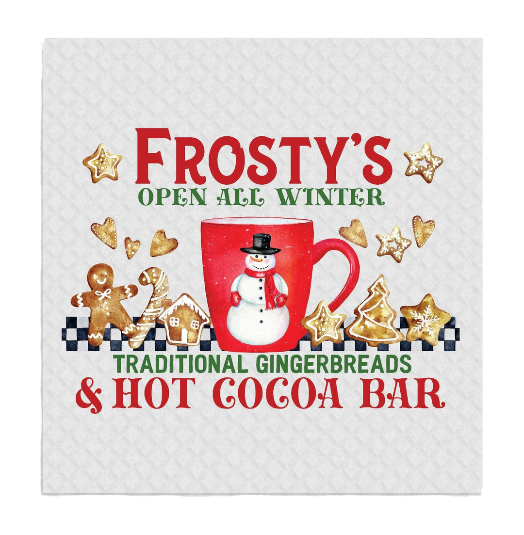 Swedish Sponge Dish Cloth Frosty's Hot Cocoa Snowman Christmas