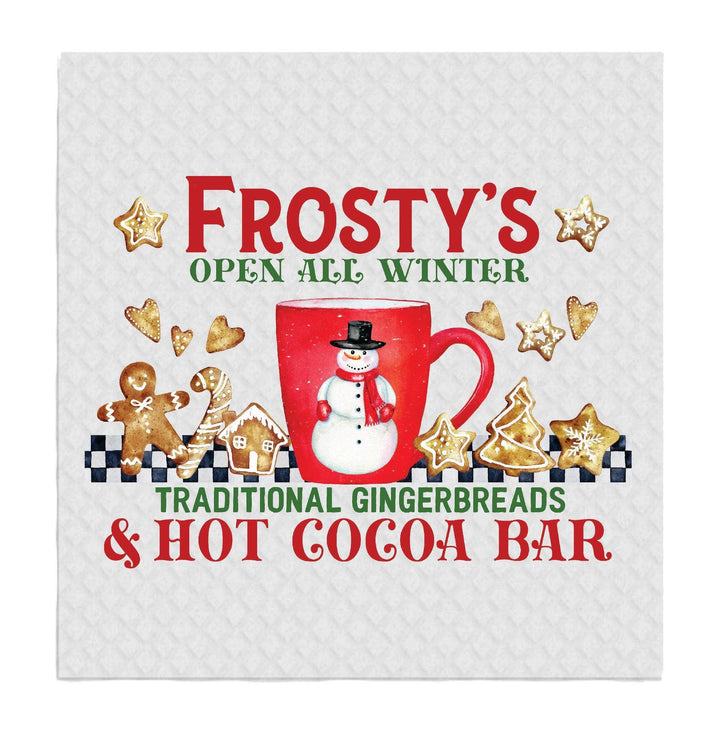 Swedish Sponge Dish Cloth Frosty's Hot Cocoa Snowman Christmas