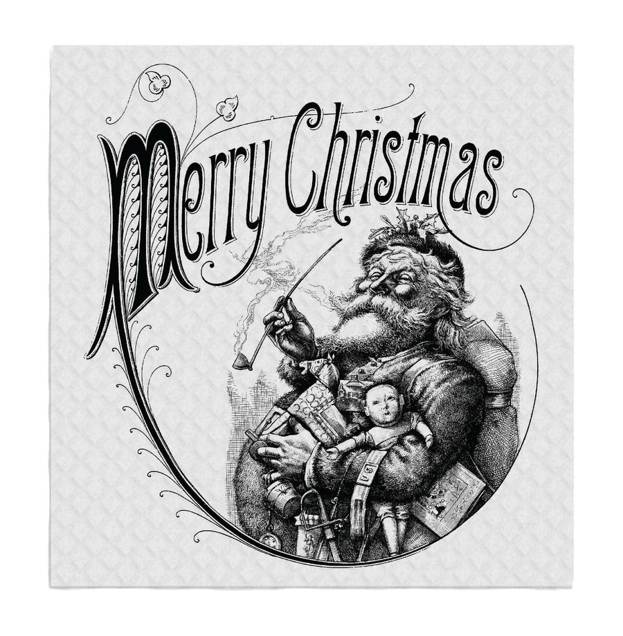 Swedish Sponge Dish Cloth Merry Christmas Santa Antique Toys