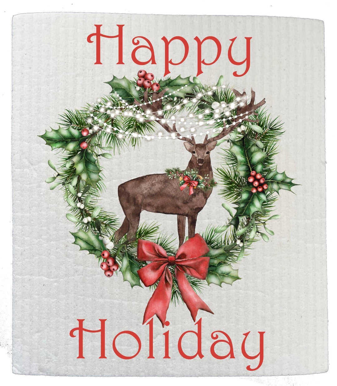 Swedish Sponge Dish Cloth Rustic Deer Country Happy Holiday