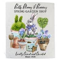 Swedish Sponge Dish Cloth | Spring Garden Flowers Bunnies