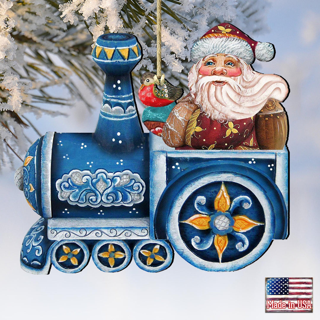 Train Riding Santa Keepsake Decorative Christmas Ornament
