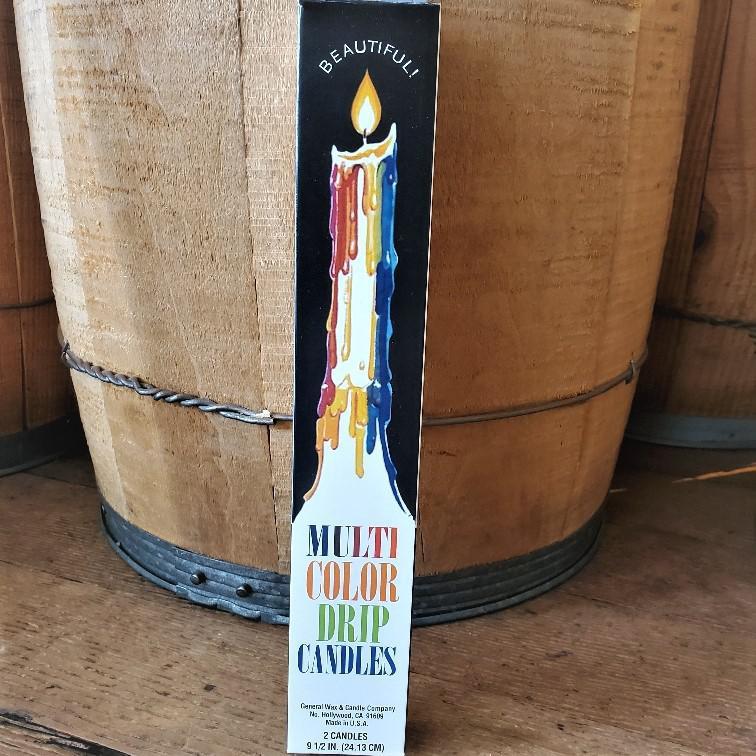 Two Multi Color Drip Candles