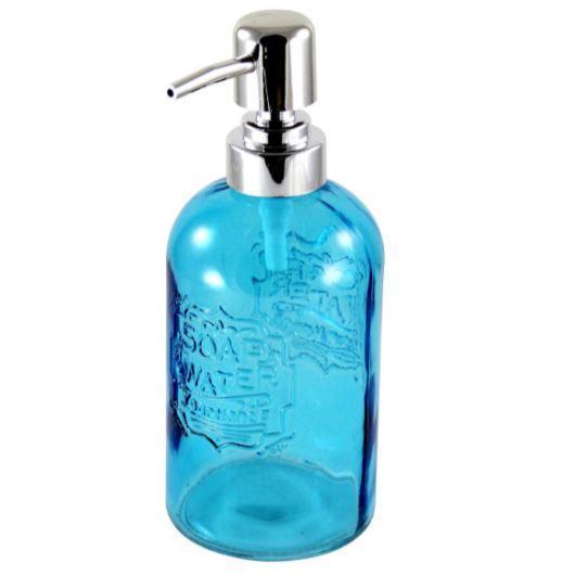 Vintage Embossed Blue Soap Dispenser