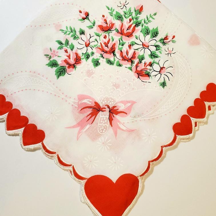 Vintage Inspired Hanky Rose and White Lace Handkerchief