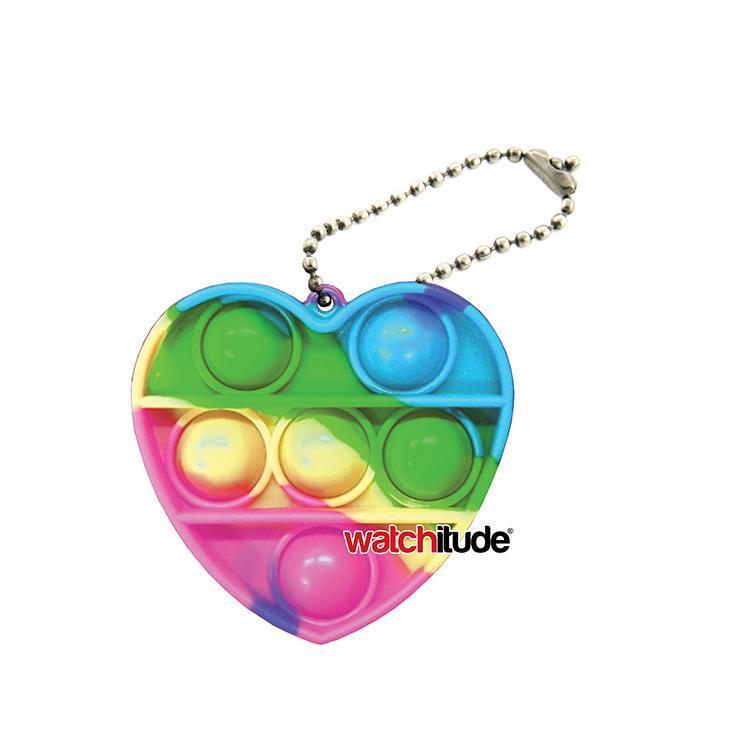 Watchitude POP'd Tie Dye Heart Keychain - Bubble Popping Toy