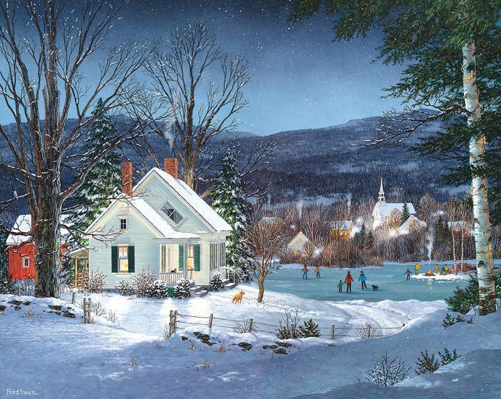 White Mountain Puzzles Skating Party 1000 Piece Puzzle