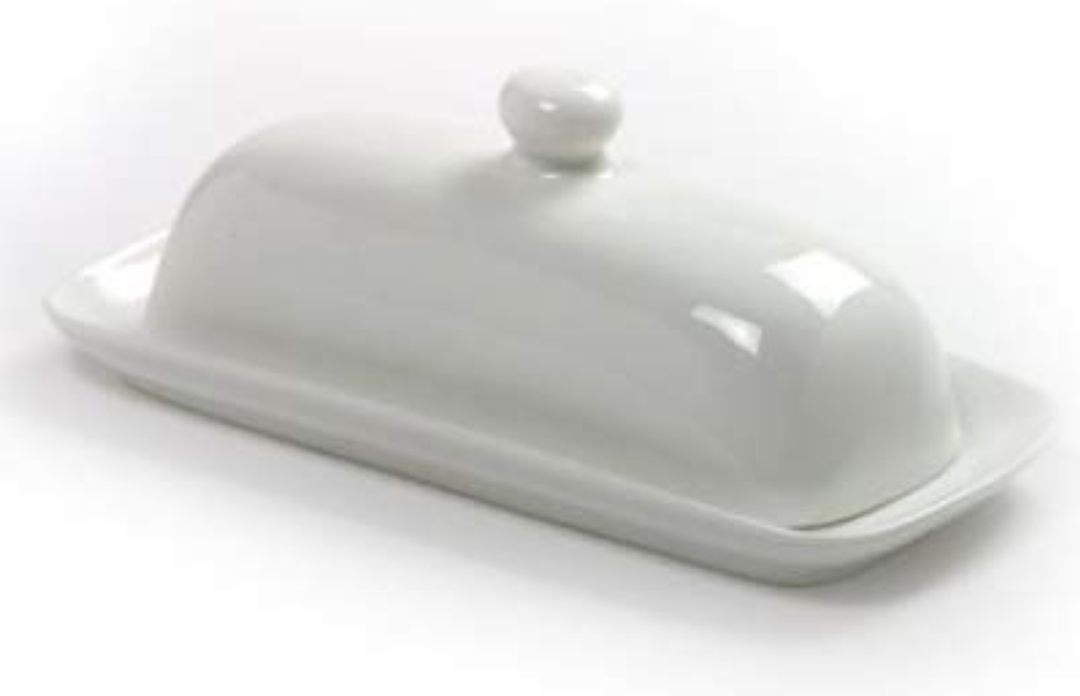 Norpro White Porcelain Butter Dish with Lid White