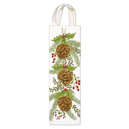 Wine Gift Caddy Tote | Holiday Pinecones