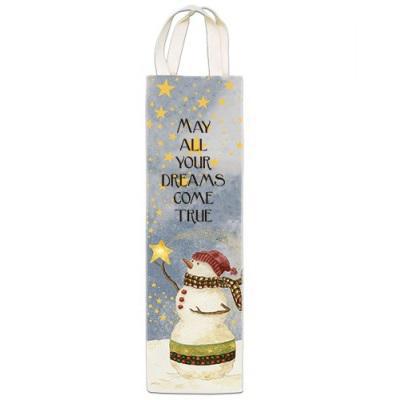 Wine Gift Caddy Tote | Snowman's Starry Night
