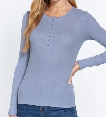 Women's Long Sleeve Crew Neck Rib Knit Top | Sepia