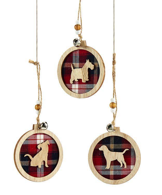 Wooden Round Christmas Ornament | Dog