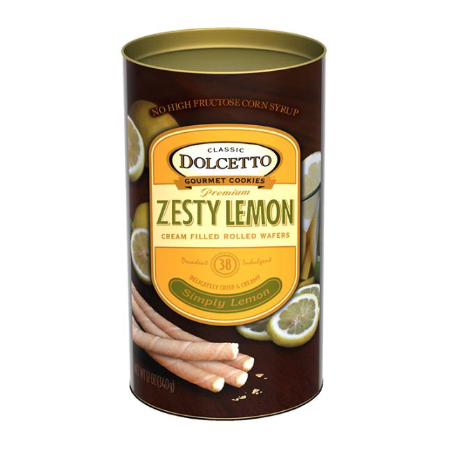 Dolcetto Cream Filled Rolled Wafers | Zesty Lemon 12 oz Dolcetto Cream Filled Rolled Wafers | Zesty Lemon