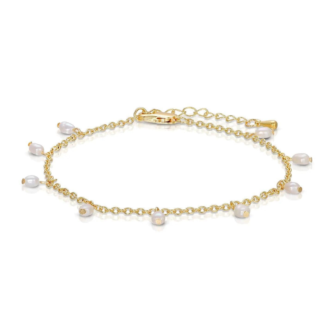 My Fun Colors Anklets Ankle Bracelets 14k GP Chain with Pearls My Fun Colors Anklets Ankle Bracelets