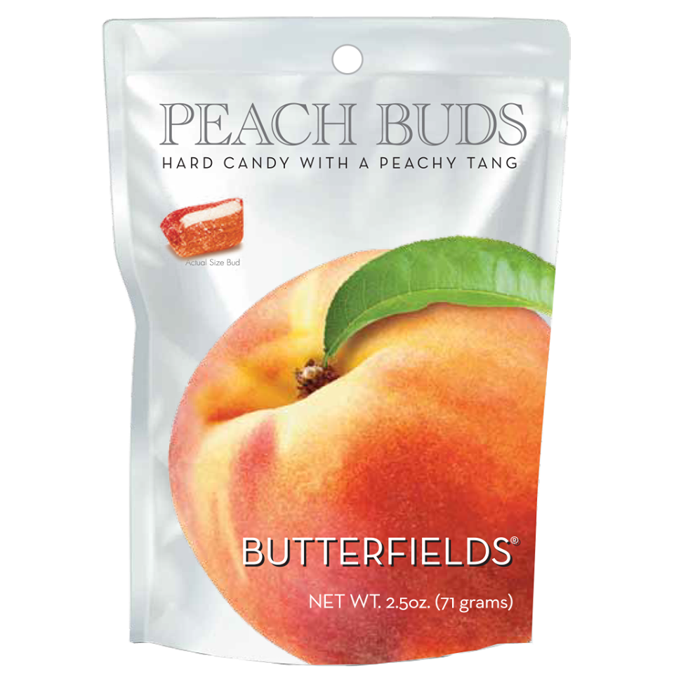 Butterfield's Candy Peach Buds 2.5 oz pouch Butterfield's Candy Peach Buds