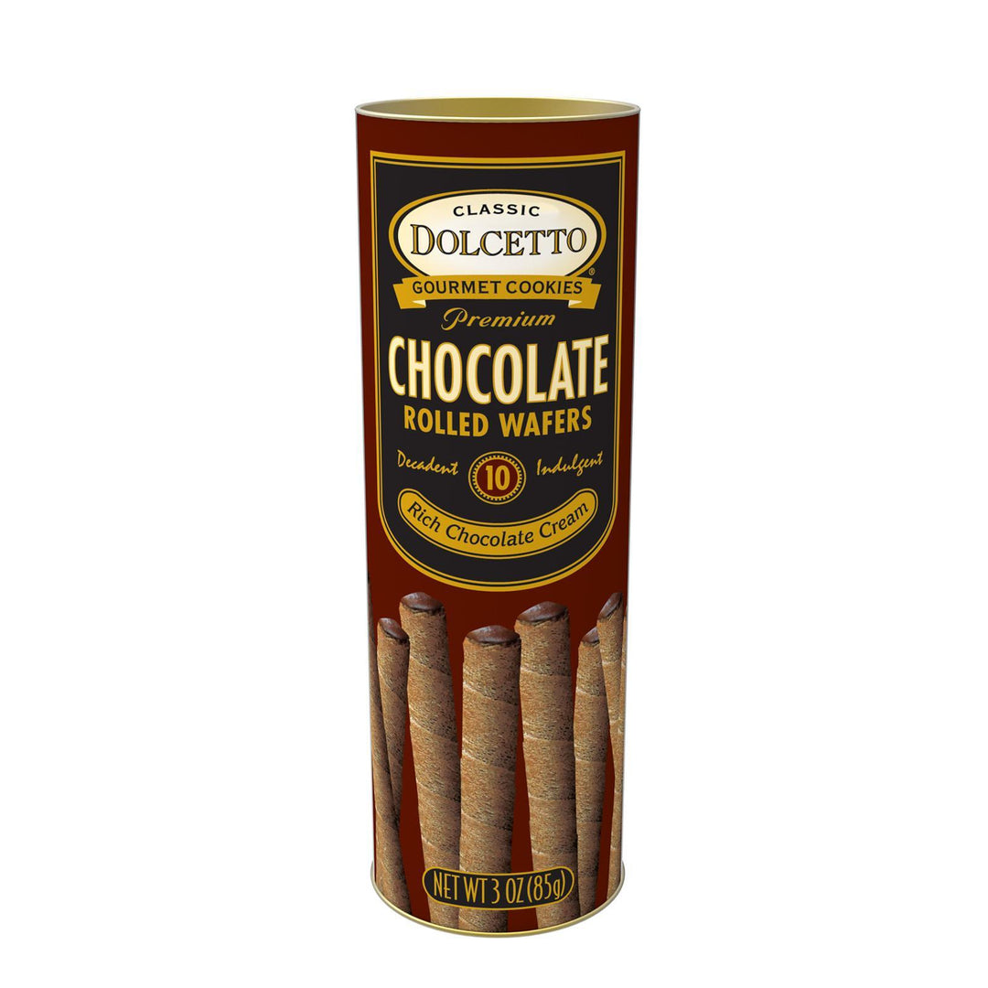 Dolcetto Cream Filled Rolled Wafers | Chocolate 3 oz Dolcetto Cream Filled Rolled Wafers | Chocolate
