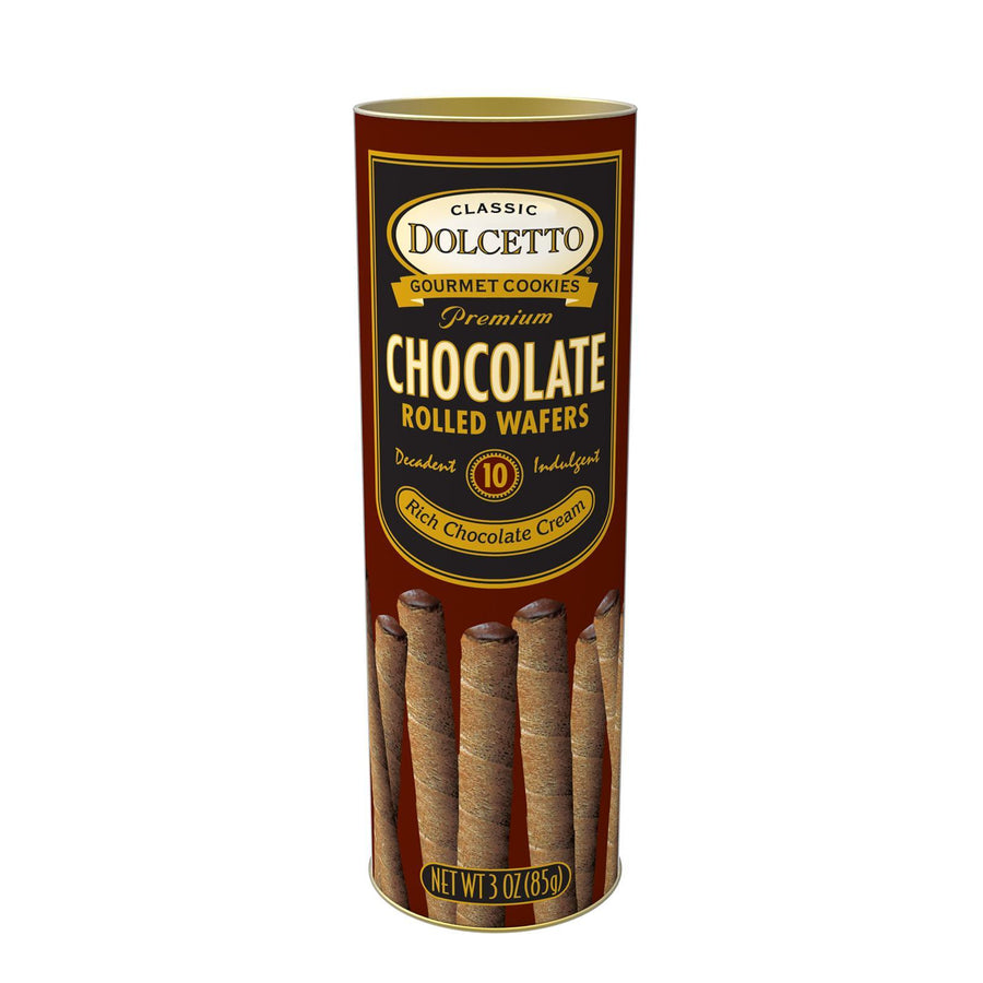 Dolcetto Cream Filled Rolled Wafers | Chocolate 3 oz Dolcetto Cream Filled Rolled Wafers | Chocolate