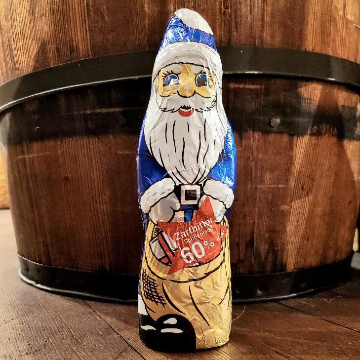 Klett Foil Wrapped Chocolate Santa 60% Cacao 5.3 oz. 10" Klett Foil Wrapped Chocolate Santa