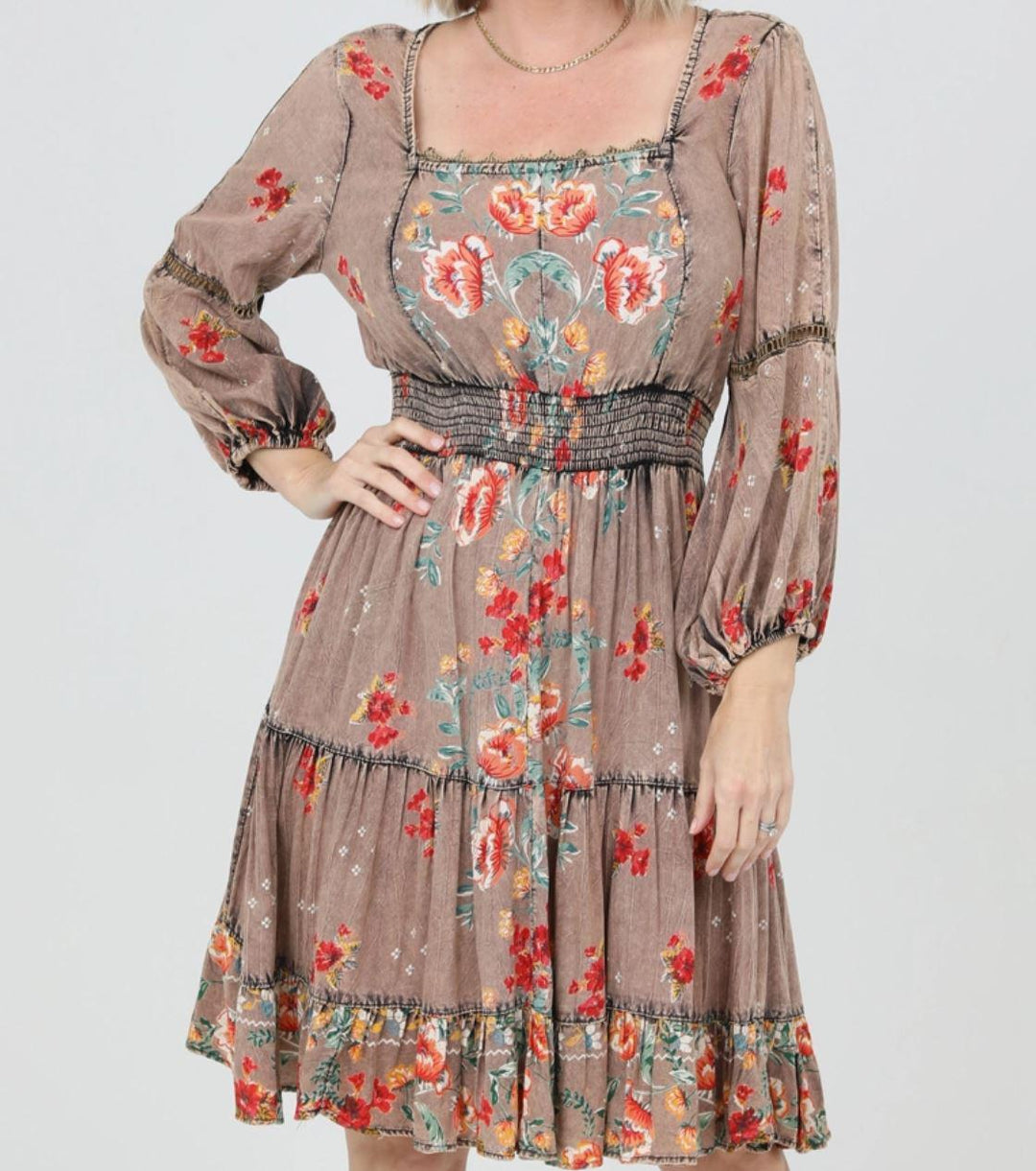 Acid Wash Long Sleeve Dress