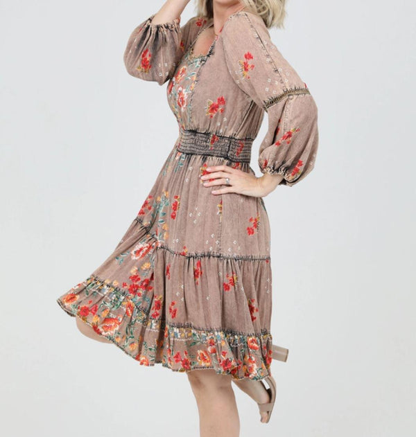 Acid Wash Long Sleeve Dress