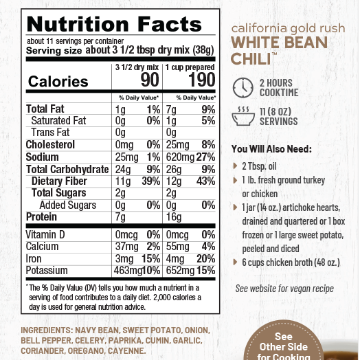 Anderson House Hearty Meals | California Gold Rush White Bean Chili Mix Anderson House Hearty Meals | California Gold Rush White Bean Chili Mix