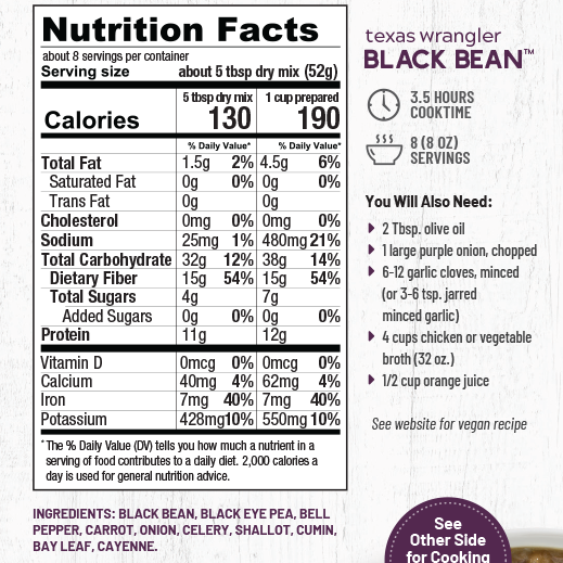 Anderson House Hearty Meals | Texas Wrangler Black Bean Soup Mix Anderson House Hearty Meals | Texas Wrangler Black Bean Soup Mix