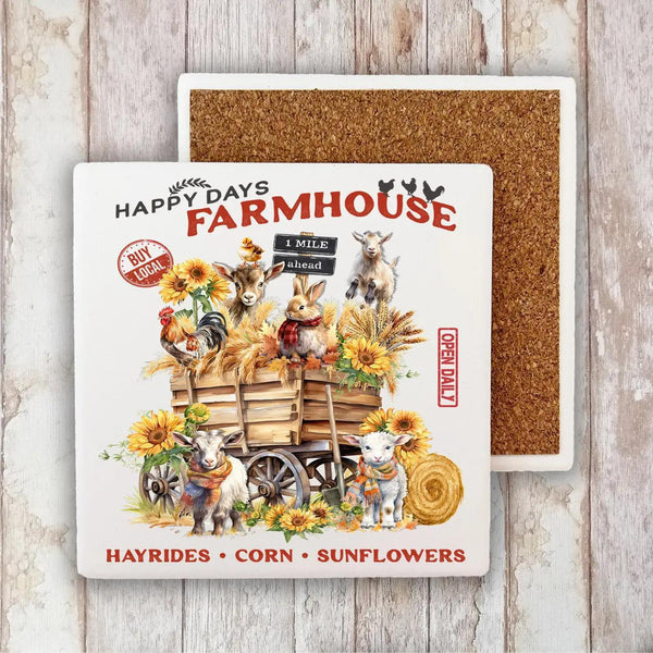 Fall Decorative Stone Coaster Autumn Fall Goats Farmhouse