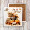 Fall Decorative Stone Coaster Autumn Fields Pumpkin Harvest