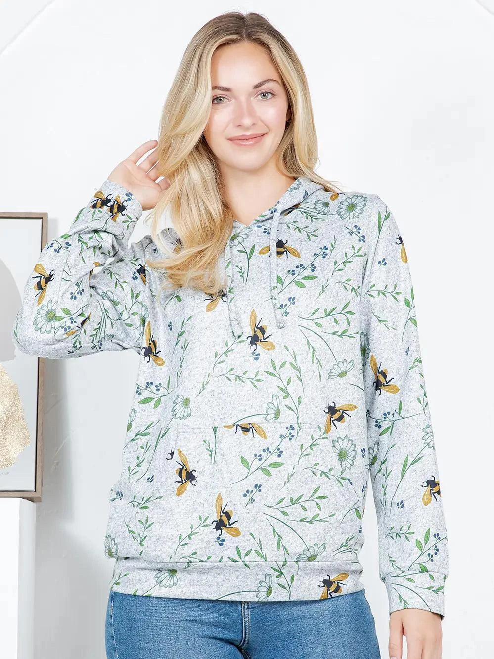Bee Floral Pullover Hoodie Bee Floral Pullover Hoodie
