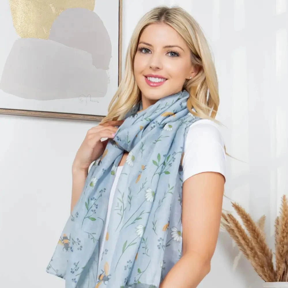 Bee with Floral Print Scarf Bee with Floral Print Scarf