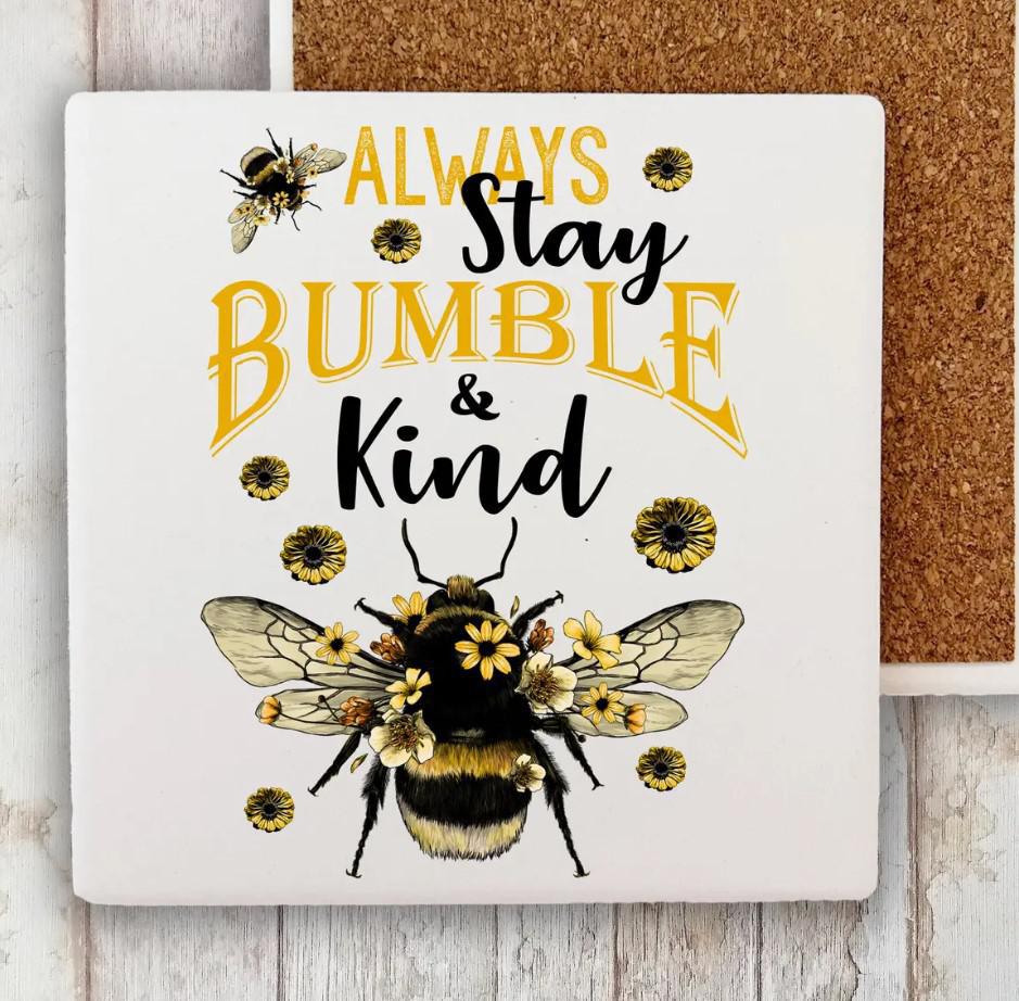 Decorative Stone Coaster Bees Always Stay Bumble & Kind