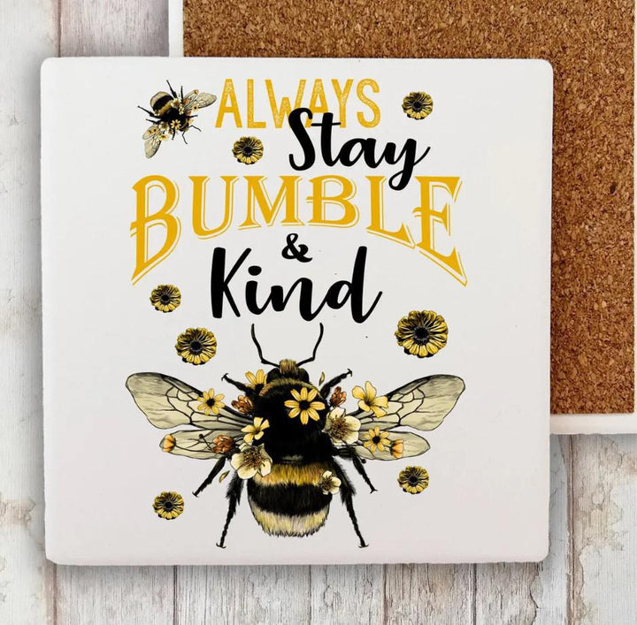 Decorative Stone Coaster Bees Always Stay Bumble & Kind