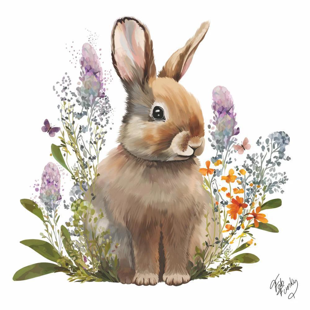 Lunch Napkin 6.5" x 6.5" BELLE BUNNY Lunch Napkin 6.5" x 6.5"