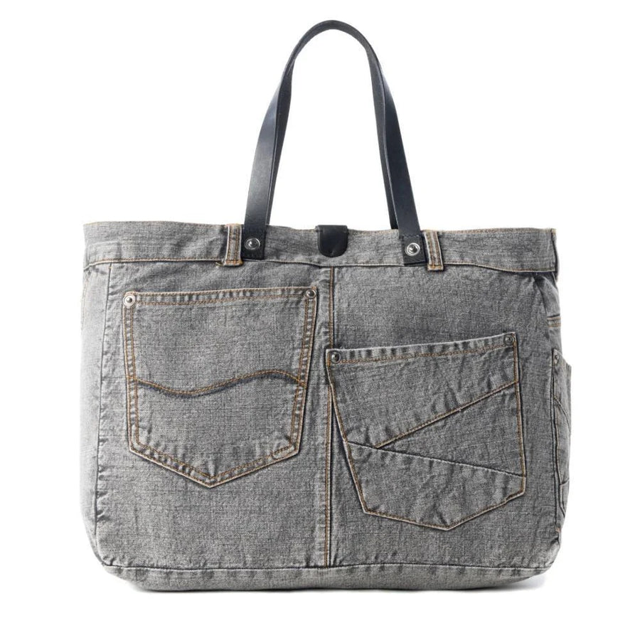 Billyjean Western denim Tote Bag for Women in denim black with leather detail Billyjean Western denim Tote Bag for Women in denim black with leather detail