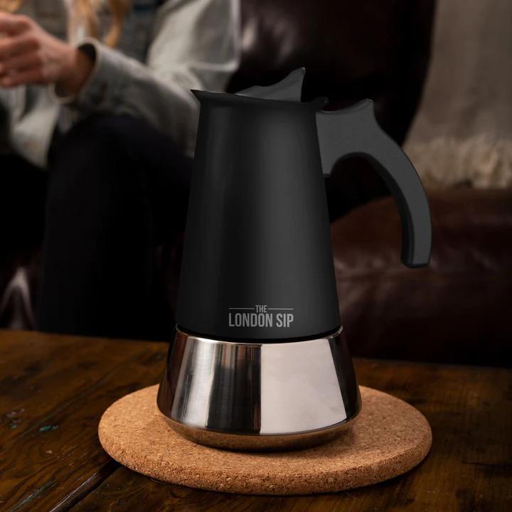 London Sip Stainless Steel Stovetop Espresso Coffee Maker Black 3 cup London Sip Stainless Steel Stovetop Espresso Coffee Maker