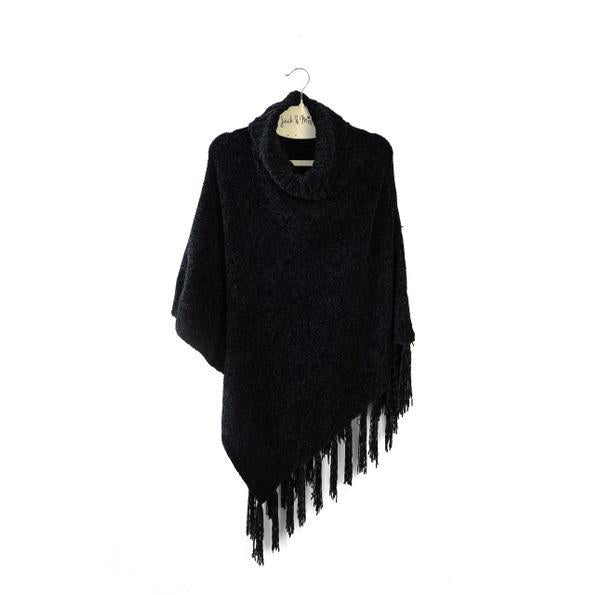 Beyond Soft Chenille Poncho Black