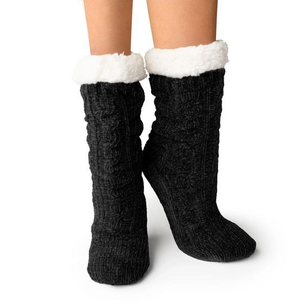 Beyond Soft Chenille Slipper Socks Black