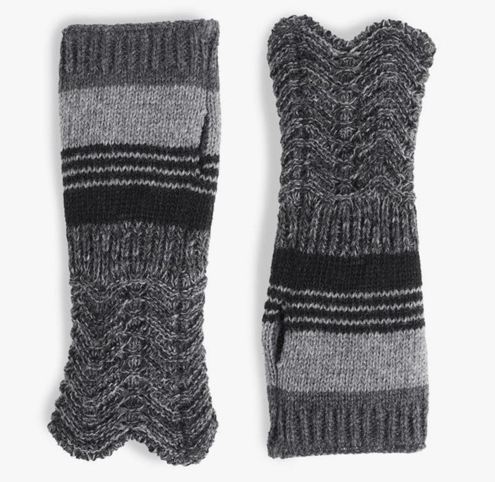 COCO + CARMEN Verigated Knit Fingerless Gloves Black