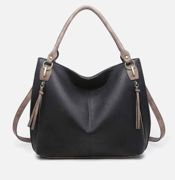 Connar Distressed Side Pocket Tote Black