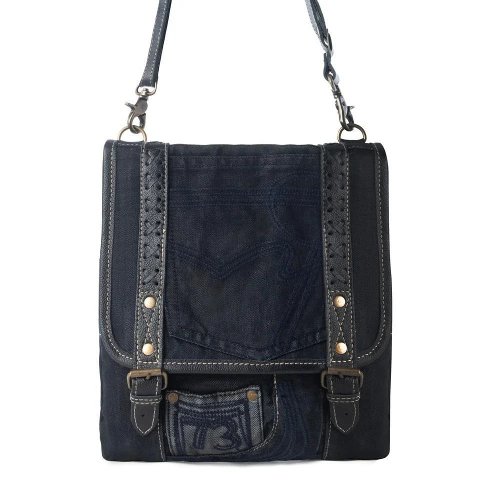 Dustrider upcycled canvas vintage style Concealed-Carry bag for Women in black with leather detail Black Dustrider upcycled canvas vintage style Concealed-Carry bag for Women in black with leather detail
