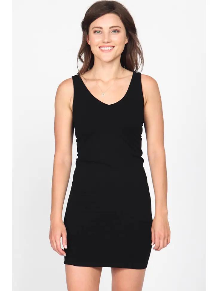 M. Rena | Reversible V-Scoop Neck Tank Dress Black