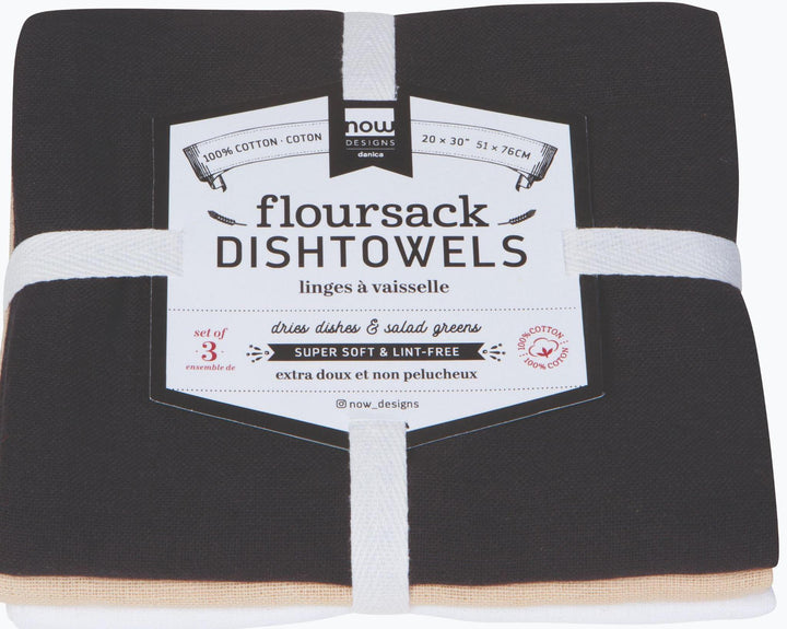 Flour Sack Towel Set Black Oyster White Flour Sack Towel Set