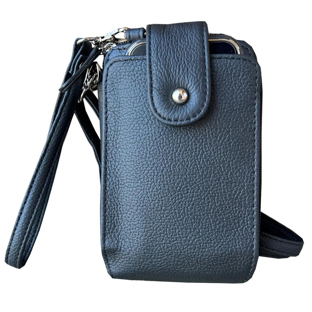 Phone Pouch with Credit Card Slots Adjustable Strap Black